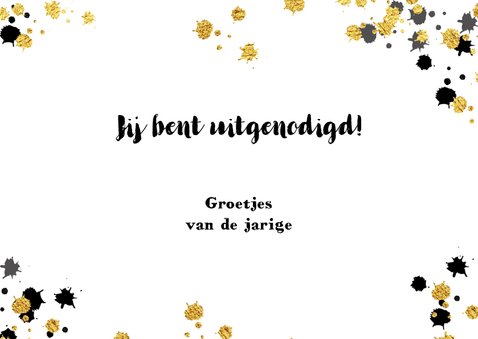 Uitnodiging stoere moderne uitnodiging verf spetters 3