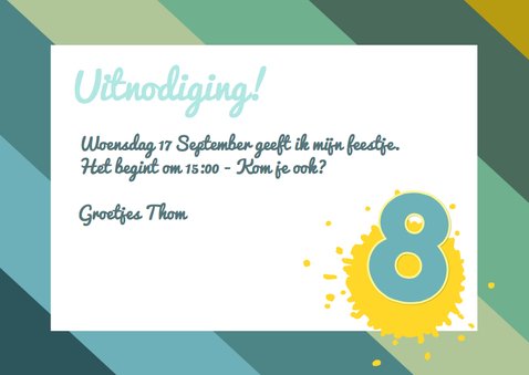 Uitnodiging strepen blauw 1LS3 3