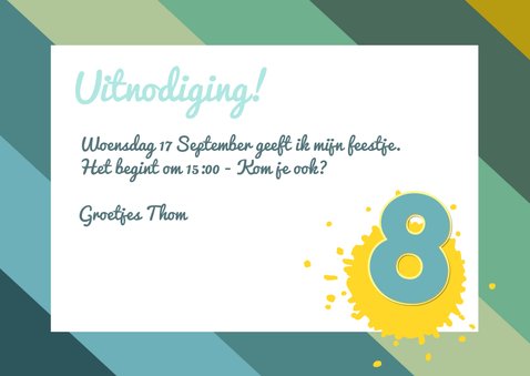 Uitnodiging strepen blauw 1LS3 3