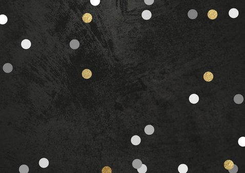 Uitnodiging verjaardag confetti krijtbord foto's Achterkant