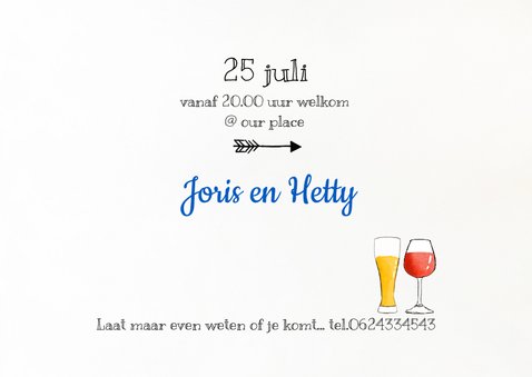 Uitnodiging verjaardag feest biertje wijn 3