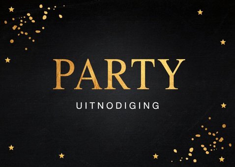Uitnodiging verjaardag samen fotocollage goud confetti 2