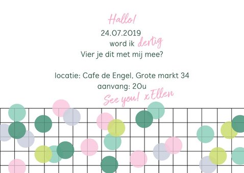 Uitnodiging verjaardag vrouw confetti 3
