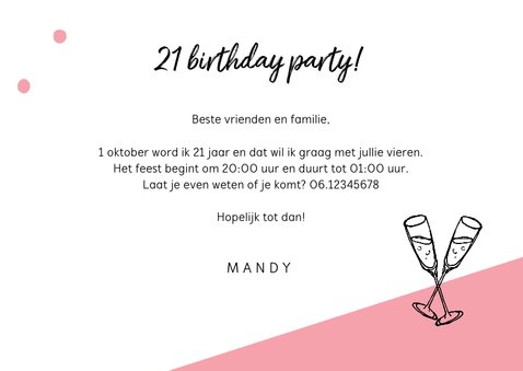 Uitnodiging verjaardag vrouw hip let's party met foto 3