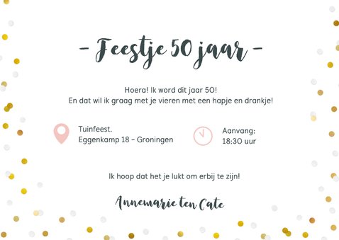 Uitnodiging verjaardagsfeest confetti fotocollage 3 foto's 3