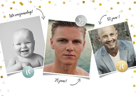 Uitnodiging verjaardagsfeest fotocollage kind tiener 50 2