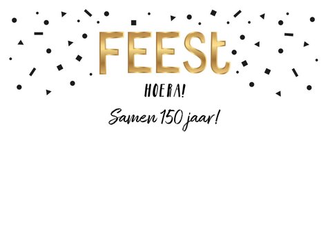 Uitnodiging verjaardagsfeest samen confetti goud 2