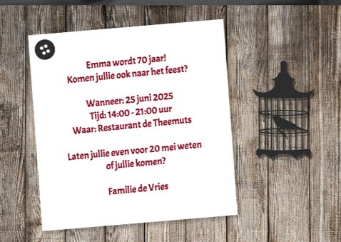 Uitnodiging voor een feest - DH 3