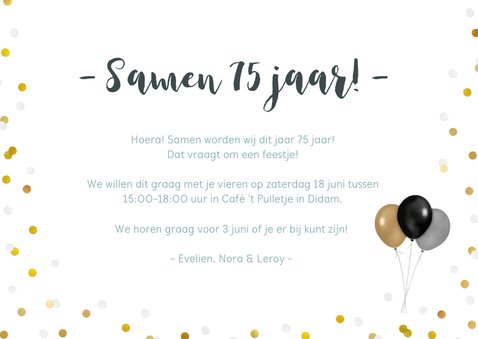 Uitnodiging voor een samen X aantal jaar feestje 3