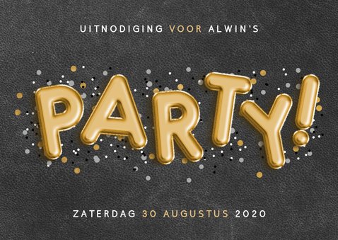 Uitnodiging voor een verjaardag met ballonnen en confetti 2