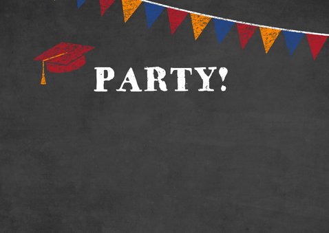 Uitnodiging voor geslaagd feestje met tekst op krijtbord 2