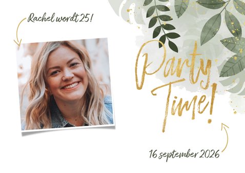 Uitnodiging voor verjaardag botanische print & typografie 2