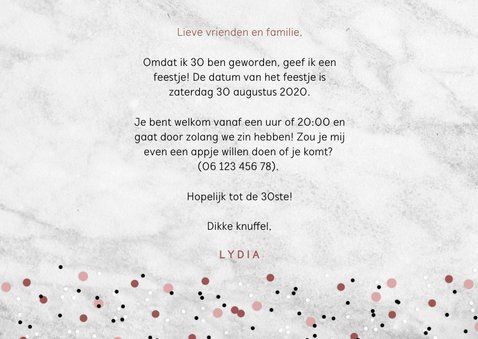 Uitnodiging voor verjaardag met folie ballonnen en confetti 3