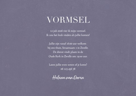 Uitnodiging Vormsel met fotocollage en klassieke letters 3