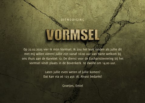 Uitnodiging vormsel stoer filmposter donkergroen 3