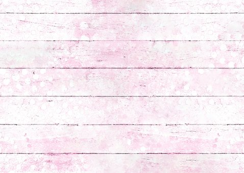 Uitnodiging wegwijzer Eerste Communie roze met foto Achterkant