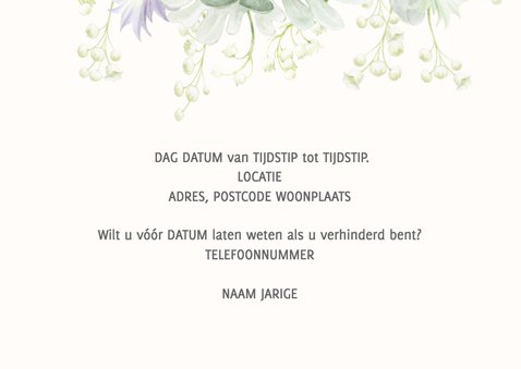 Uitnodiging witte bloemen 80 jaar 3
