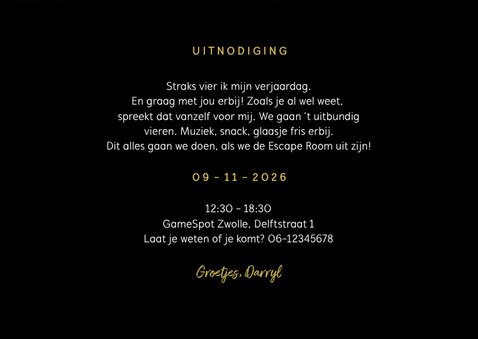 Uitnodigingskaart escape room slot foto deur confetti 3