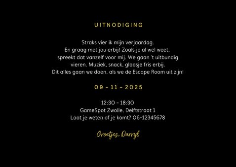 Uitnodigingskaart escape room slot foto deur confetti 3