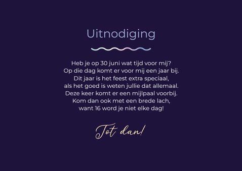 Uitnodigingskaart feestje holografisch spetters 3