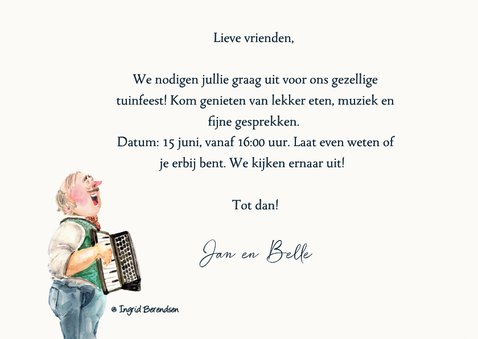 Uitnodigingskaart feestje met muzikanten 3
