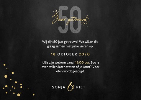 Uitnodigingskaart jubileum 50 jaar gouden spetters en foto's 3