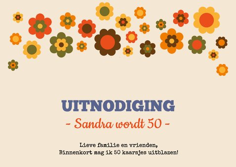 Uitnodigingskaart seventies flowerpower 1976 2