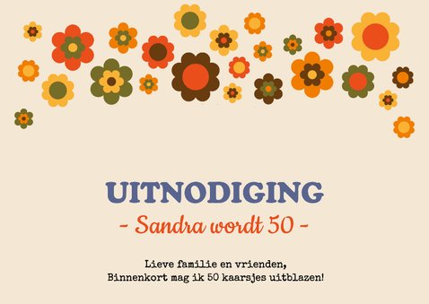 Uitnodigingskaart seventies flowerpower 1976 2