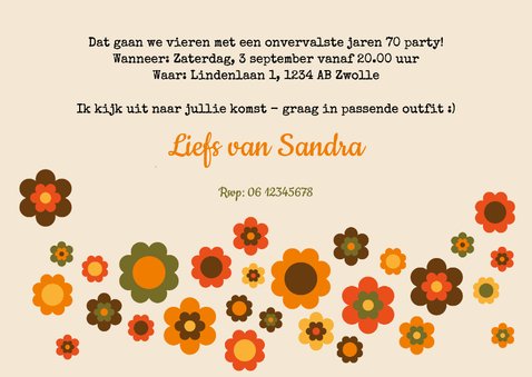 Uitnodigingskaart seventies flowerpower 1976 3