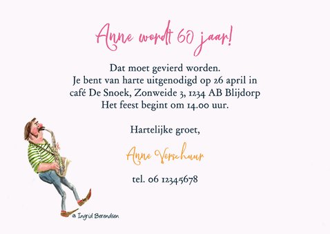 Uitnodigingskaart swingend verjaardagsfeest 3