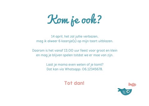 Uitnodigingskaart zeemeermin kinderfeestje 3