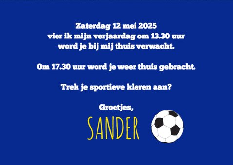 Uitnodigingskaartje voetbalfeestje 3