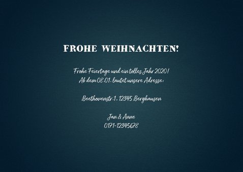 Umzugskarte zu Weihnachten mit Wegweiser, Fotos und Schnee 3