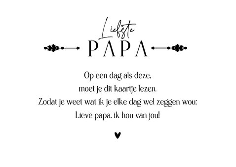 Vaderdag fotokaart liefste papa hartjes zwart wit stoer 3