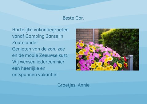 Vakantiekaart 'camping Janse' 3