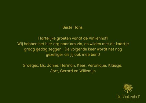 Vakantiekaart de Vinkenhof 2