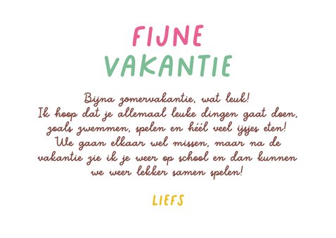 Vakantiekaart fijne vakantie ijsjes zomervakantie 3