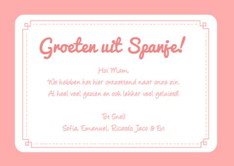 Vakantiekaart Spanje Aanpasbaar 3