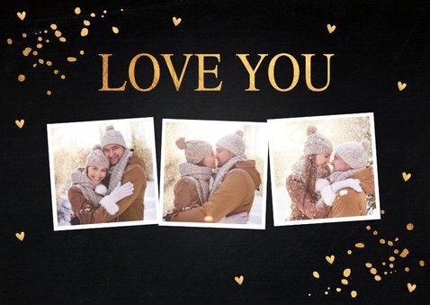 Valentijnskaart gouden confetti rechthoekig 2