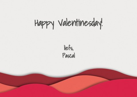 Valentijnskaart met paper cutout LIEFS met rode hartjes 3