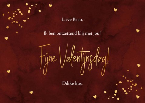 Valentijnskaart rood "jij bent de liefste" goudlook confetti 3