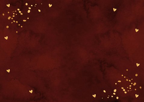 Valentijnskaart rood "jij bent de liefste" goudlook confetti Achterkant