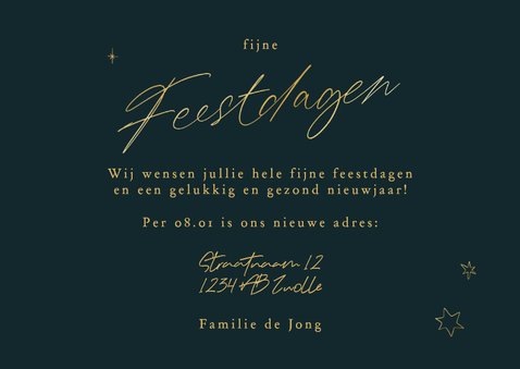 Verhuiskaart 2 foto's goud met inkt sterren 3