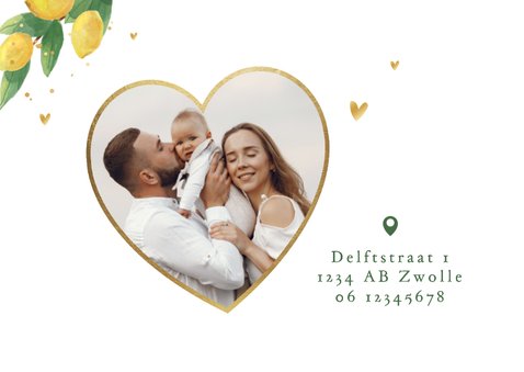 Verhuiskaart adreswijziging new home citrusvruchten hartjes  2