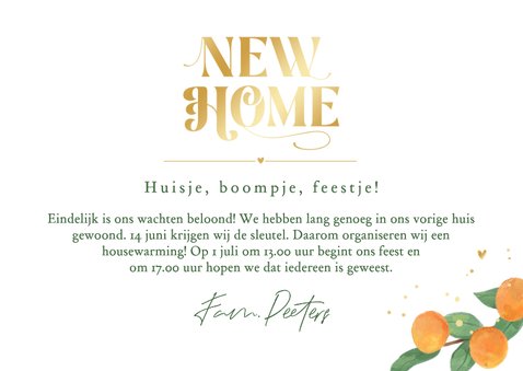 Verhuiskaart adreswijziging new home citrusvruchten hartjes  3