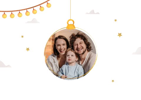 Verhuiskaart huisje kerstboom sneeuwpop sterren home 2