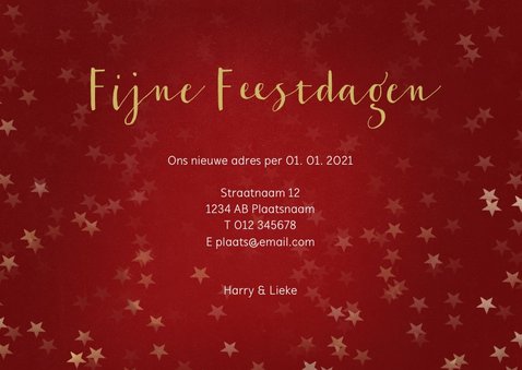 Verhuiskaart kerst liggend rood met huisje 3