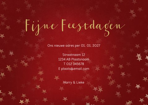 Verhuiskaart kerst liggend rood met huisje 3