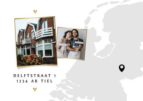 Verhuiskaart new home nieuwe woning goud foto landkaart 2