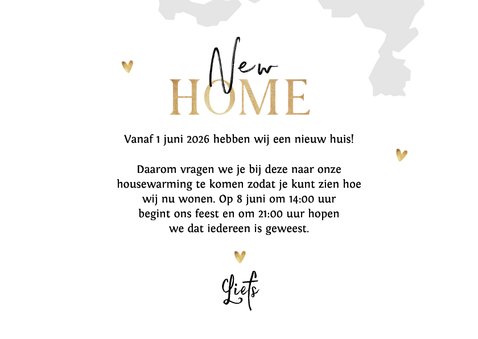 Verhuiskaart new home nieuwe woning goud foto landkaart 3